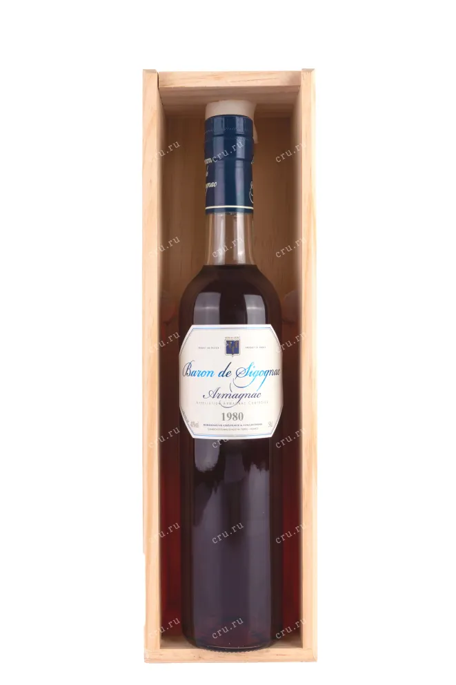 В деревянной коробке Armagnac Baron de Sigognac 1980 wooden box 1980 0.5 л