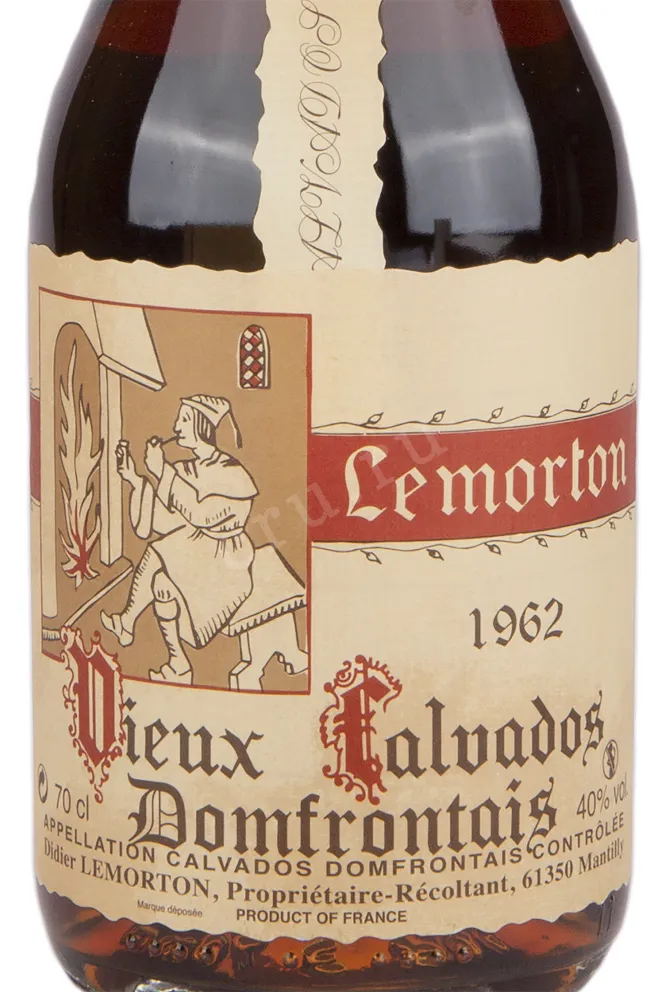 Этикетка кальвадоса Лемортон 1962 0.7