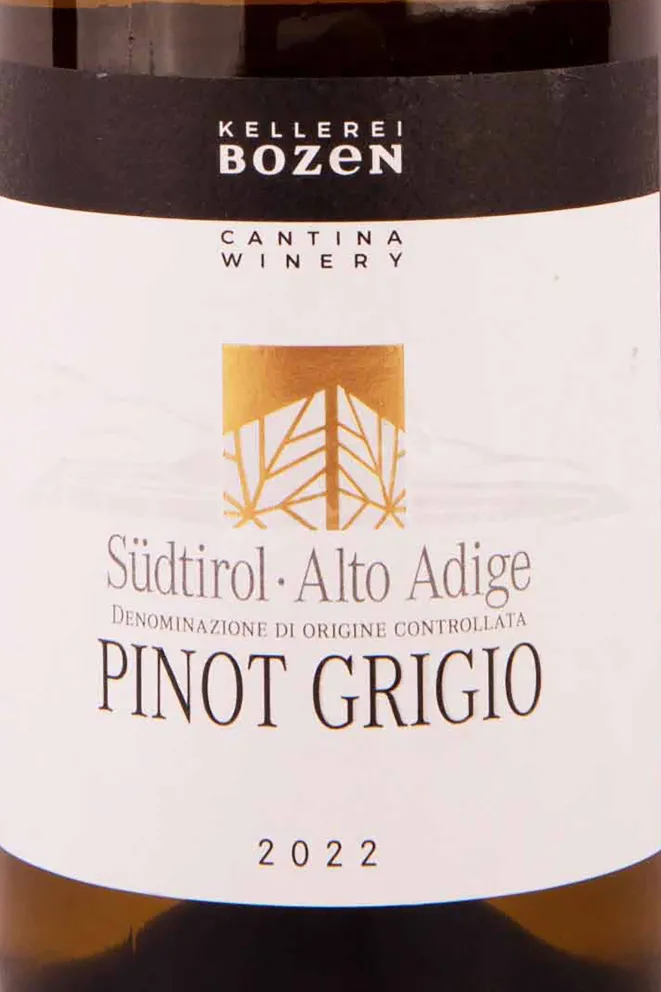 Этикетка Kellerei Bozen Pinot Grigio 2022 0.75 л