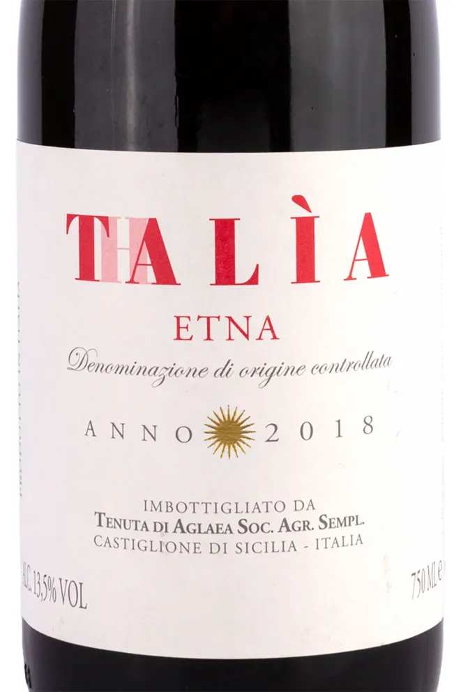 Этикетка Thalia Etna Tenuta di Aglaea 2018 0.75 л