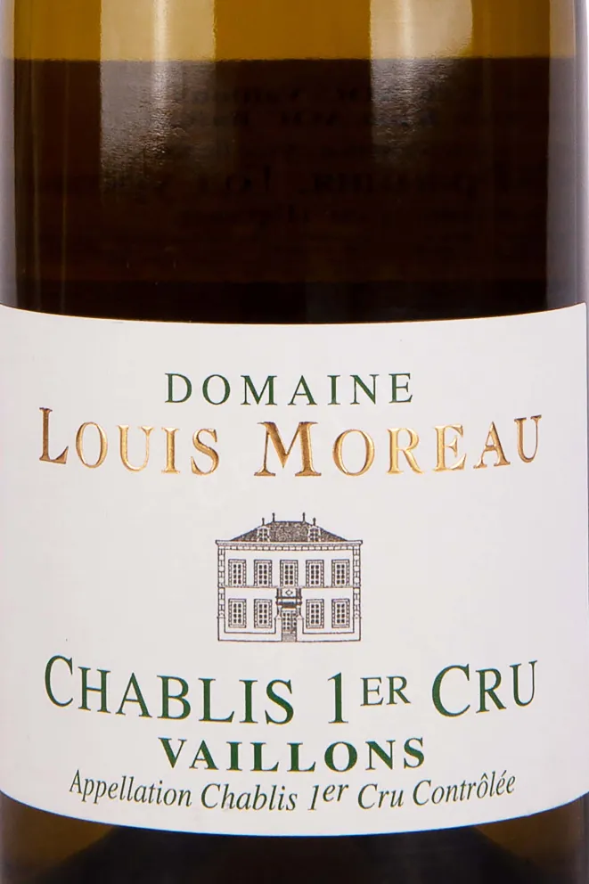 Этикетка Domaine Louis Moreau Chablis Premier Cru AOC Vaillons 2020 0.75 л