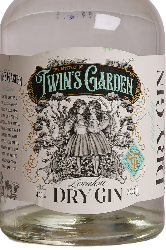Этикетка Джин Твинс Гарден Гарден 40% 0,7л Бельгия (скидки нет)