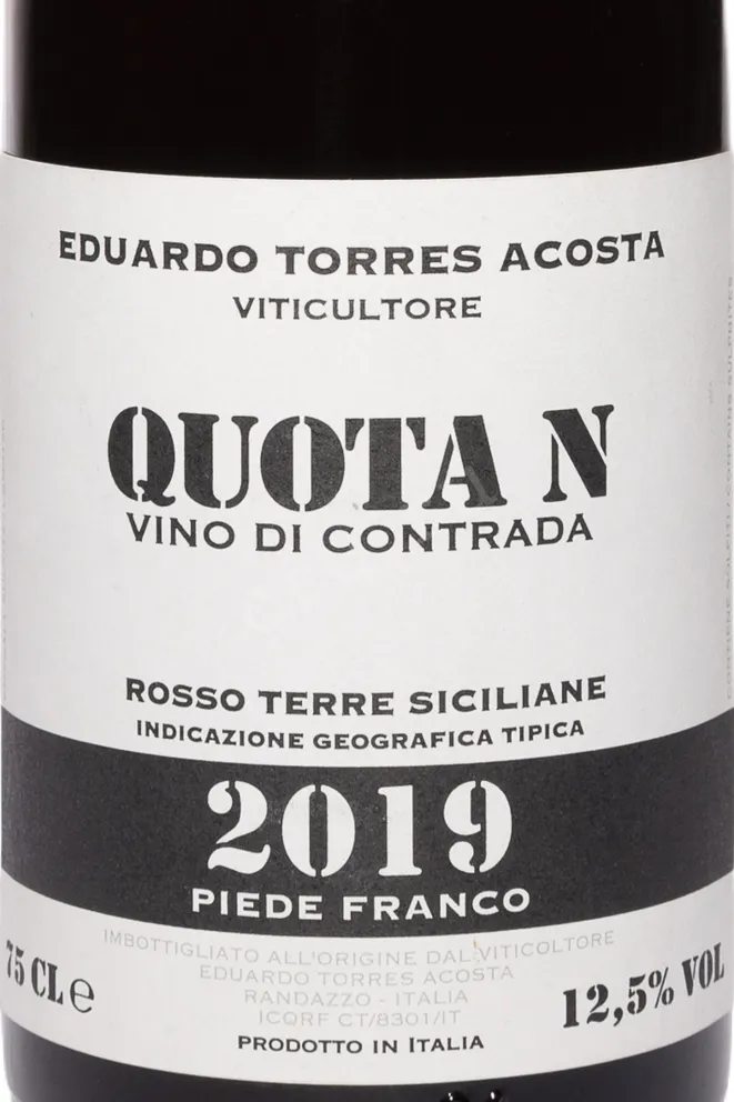 Этикетка Eduardo Torres Acosta Quota N Piede Franco Terre Siciliane IGT 2019 0.75 л