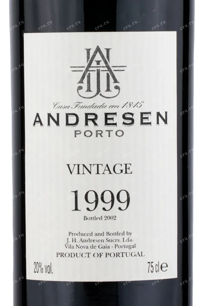 Этикетка портвейна Андресен Винтаж 1999 0.75 л