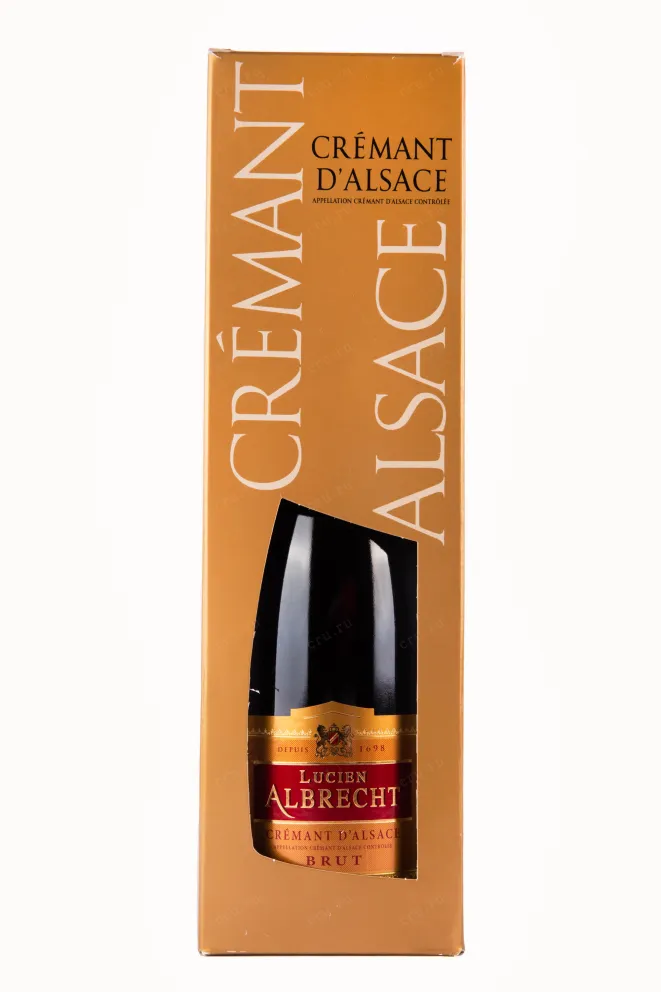 Подарочная коробка игристого вина Lucien Albrecht Brut Cremant d'Alsace with gift box 1.5 л