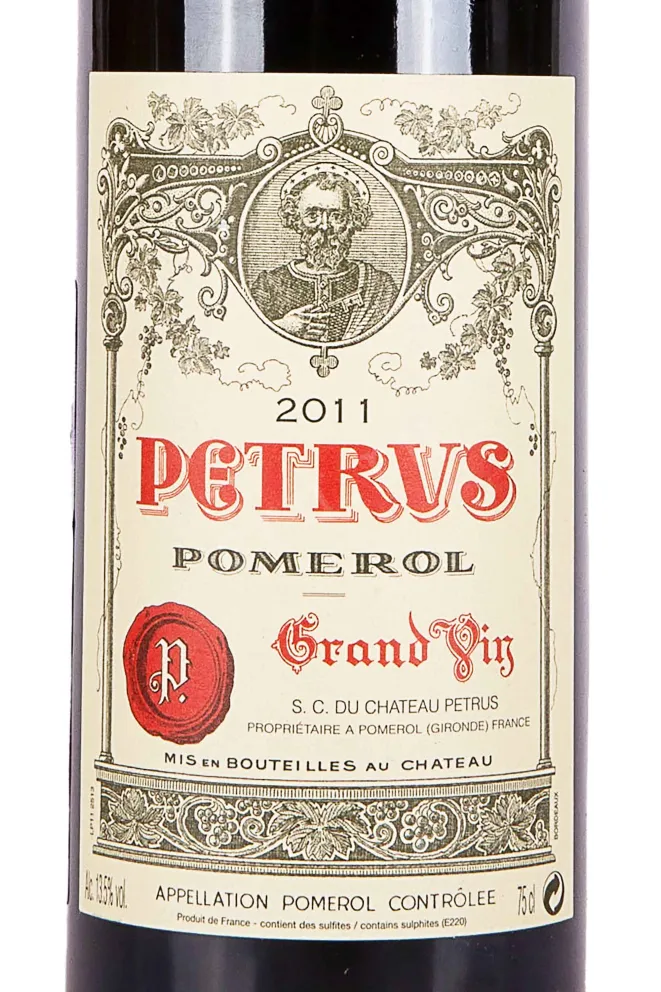 Этикетка Chateau Petrus Pomerol in wooden box 2011 0.75 л