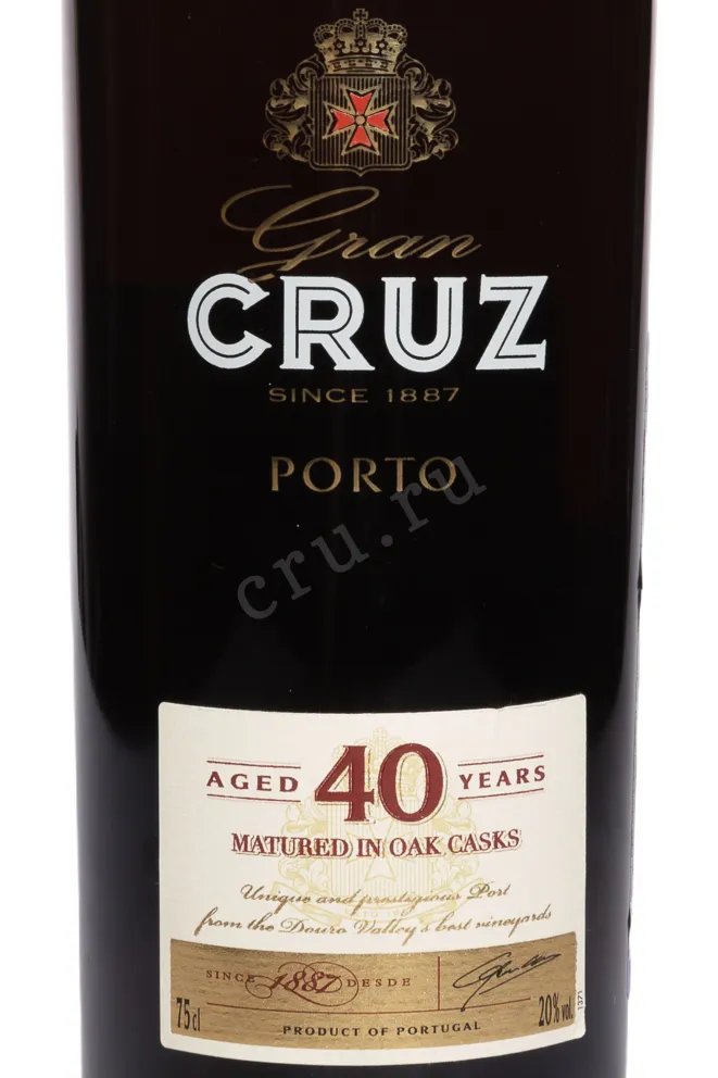 Этикетка Porto Gran Cruz 40 years old in wooden box 1983 0.75 л