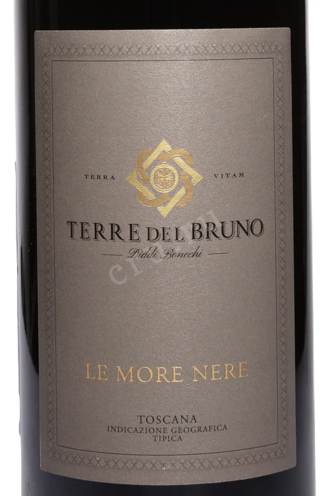 Этикетка Terre del Bruno Le More Nere Toscana IGT in wooden box 2021 1.5 л