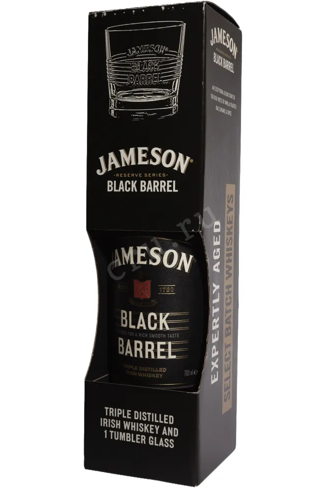 В подарочной коробке Jameson Black Barrel in gift box with 1 glass 0.7 л