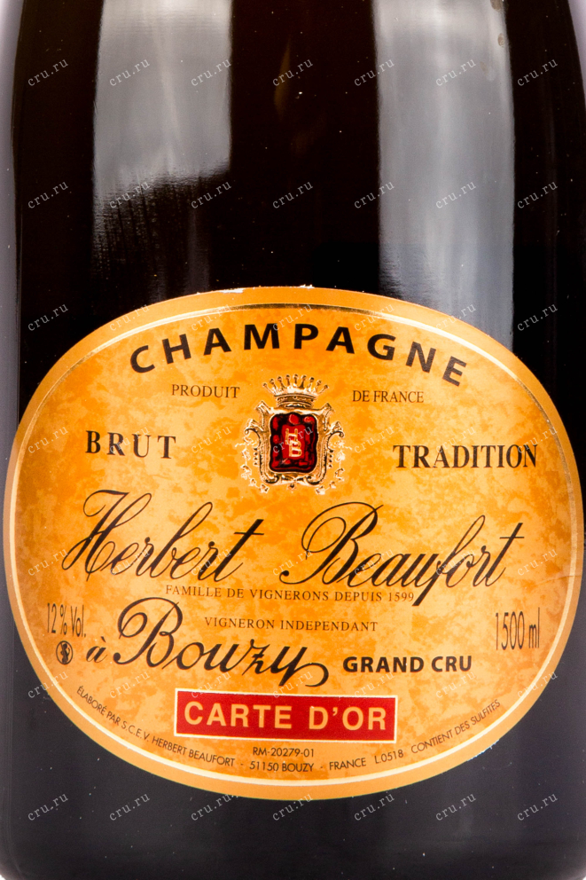 Этикетка игристого вина Herbert Beaufort Carte d'Or Bouzy Grand Cru 1.5 л