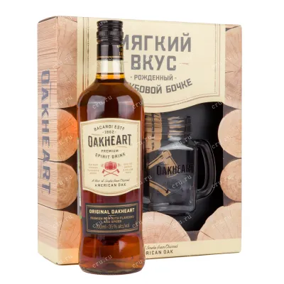 Ром Bacardi Oakheart Original gift box with glass  0.7 л