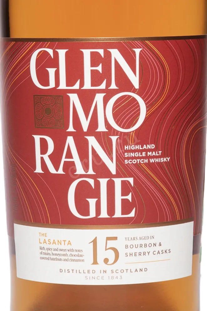Этикетка Glenmorangie The Lasanta 15 Years Old in gift box 0.7 л