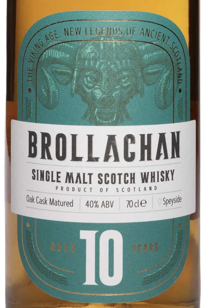 Этикетка Brollachan 10 Years Old Oak Cask in tube 0.7 л