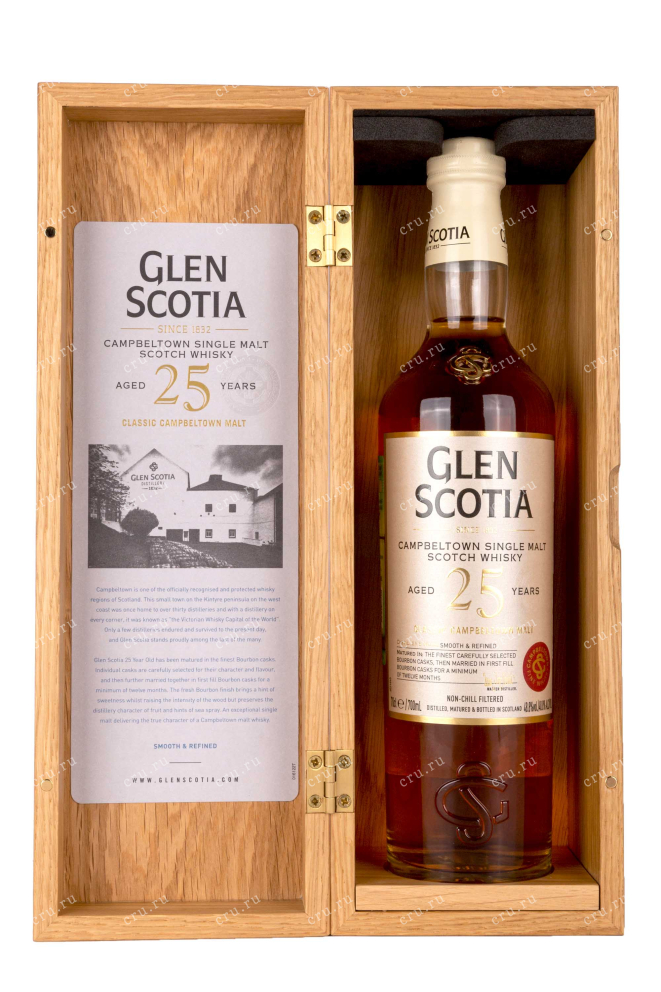 В деревянной коробке Glen Scotia 25 years in wooden box 0.7 л