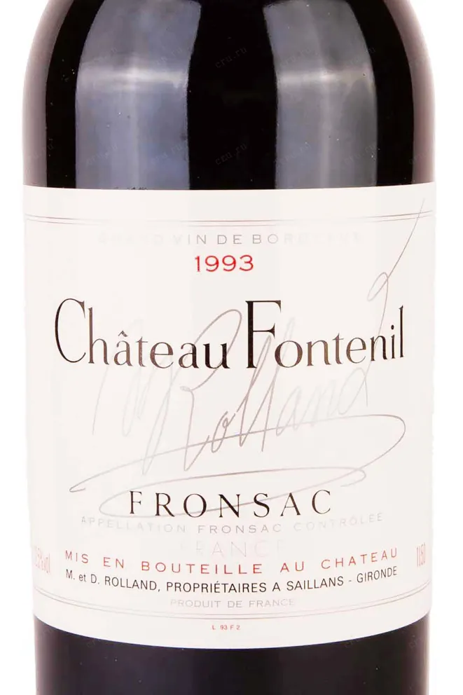 Этикетка Chateau Fontenil Rolland Collection 1993 1.5 л