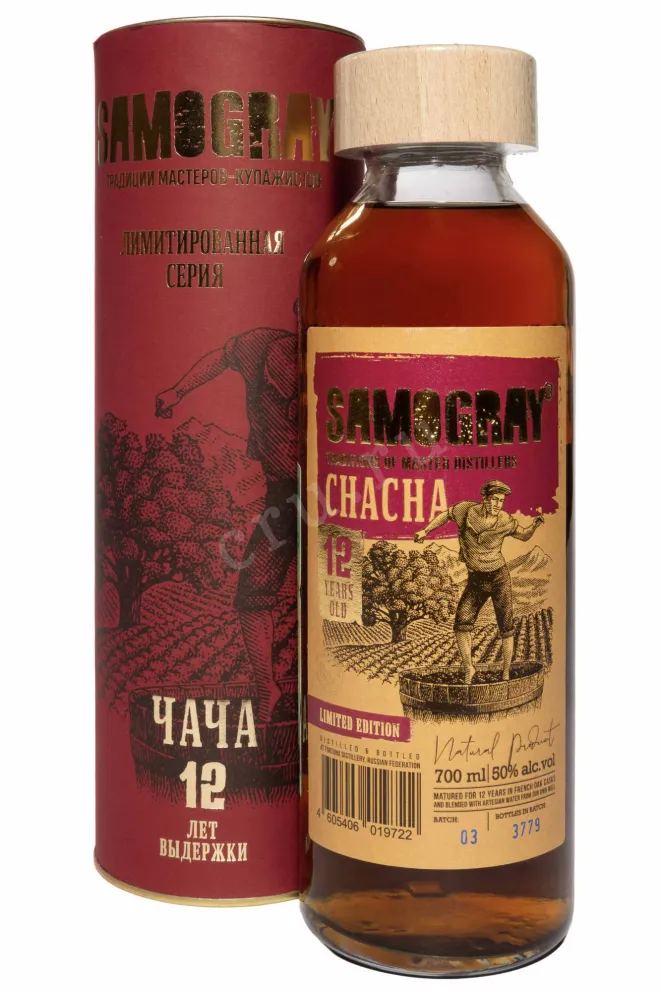 Чача Samogray Chacha 12 Years Old in tube 2012 0.7 л
