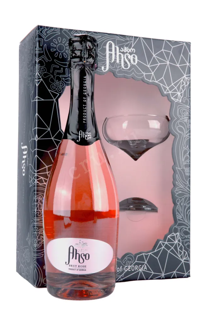 Игристое вино Ahso Rose Brut gift box with 1 glasses 2021 0.75 л