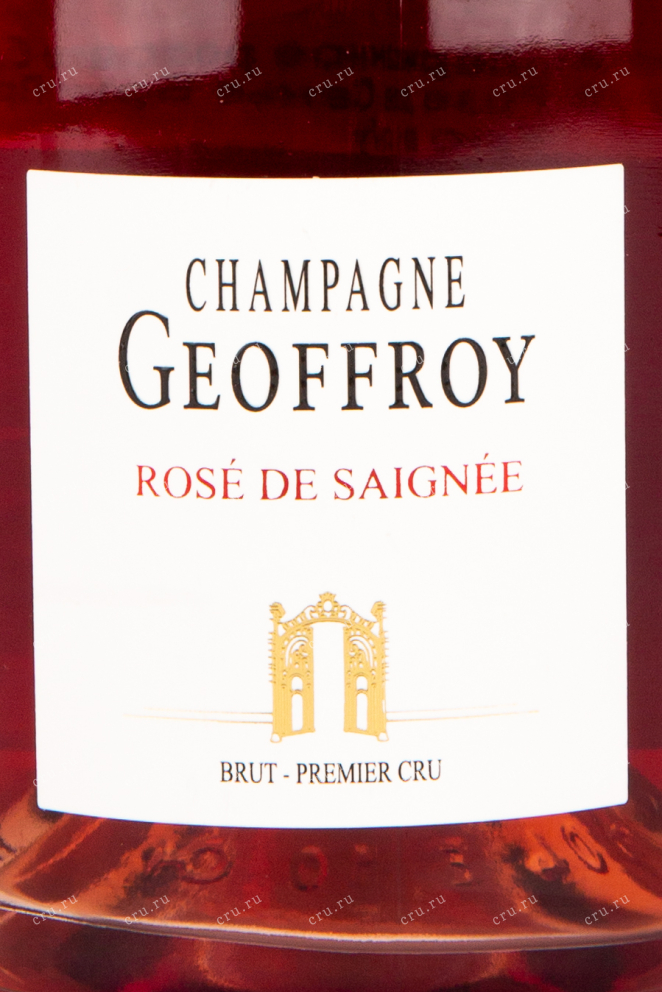 Этикетка игристого вина Rene Geoffroy Champagne Rose de Saignee Premier Cru 0.75 л