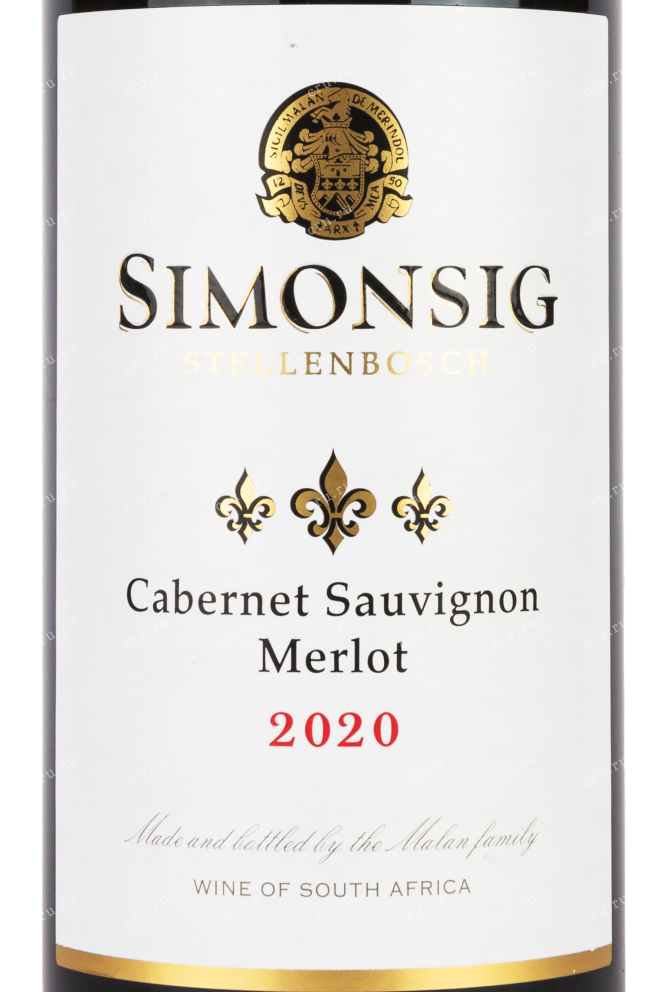 Этикетка Simonsig Cabernet Sauvignon-Merlot 2020 0.75 л