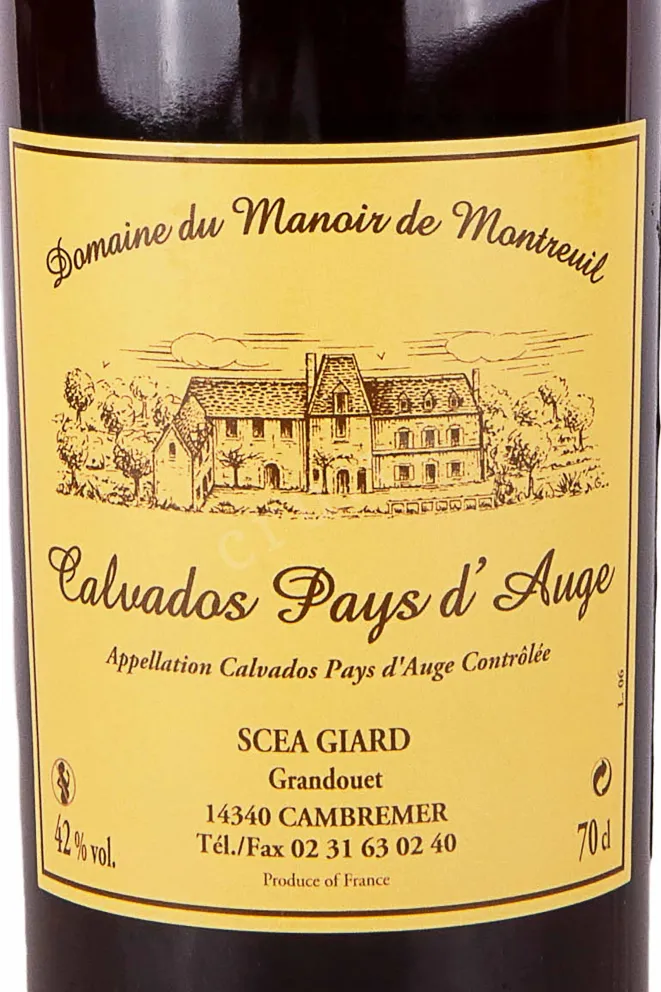 Этикетка Domaine du Manoir du Montreuil Calvados Pays dAuge 1970 0.7 л