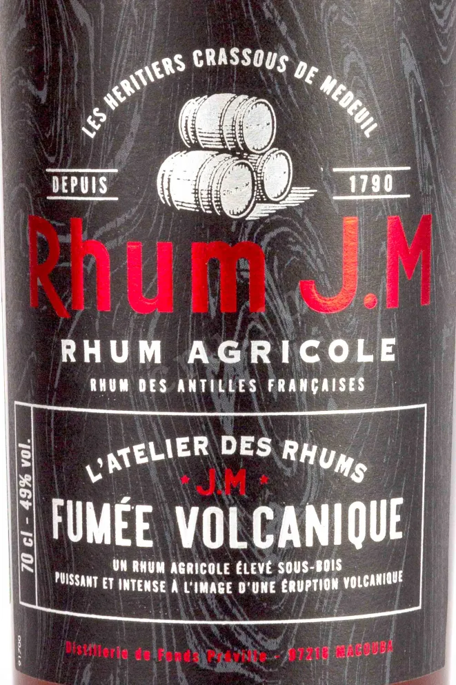 Этикетка J.M L Atelier des Rhums J.M Fumee Volcanique 0.7 л