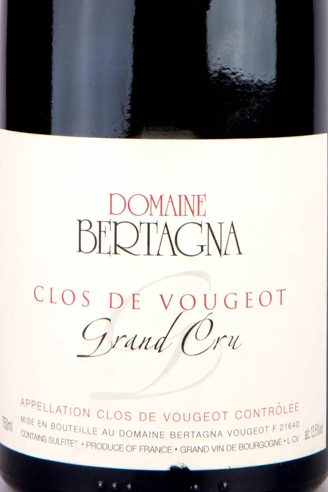 Этикетка Clos de Vougeot Grand Cru Domaine Bertagna 2014 0.75 л