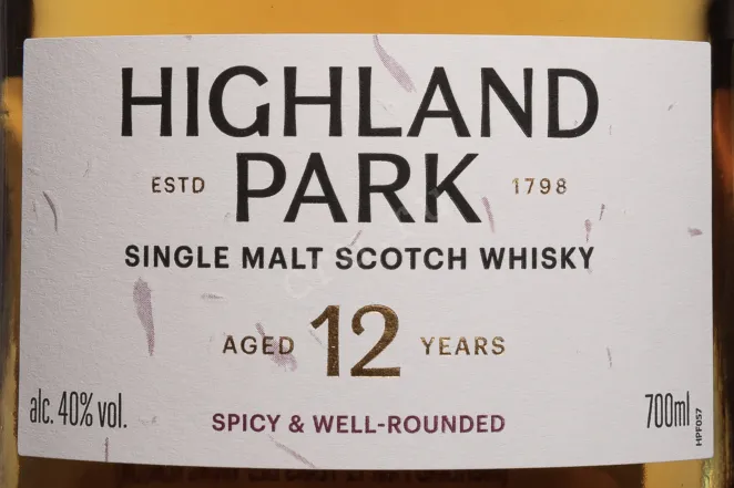 Этикетка Highland Park 12 years in gift box 0.7 л