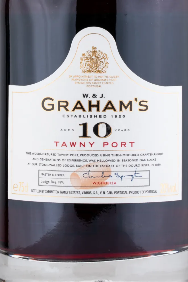 Этикетка портвейна Грэмс 10 лет Тони 0.75 л