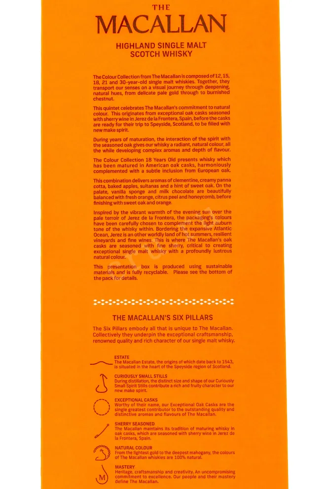 Контрэтикетка (english) Macallan Colour Collection 18 years old gift box 0.7 л