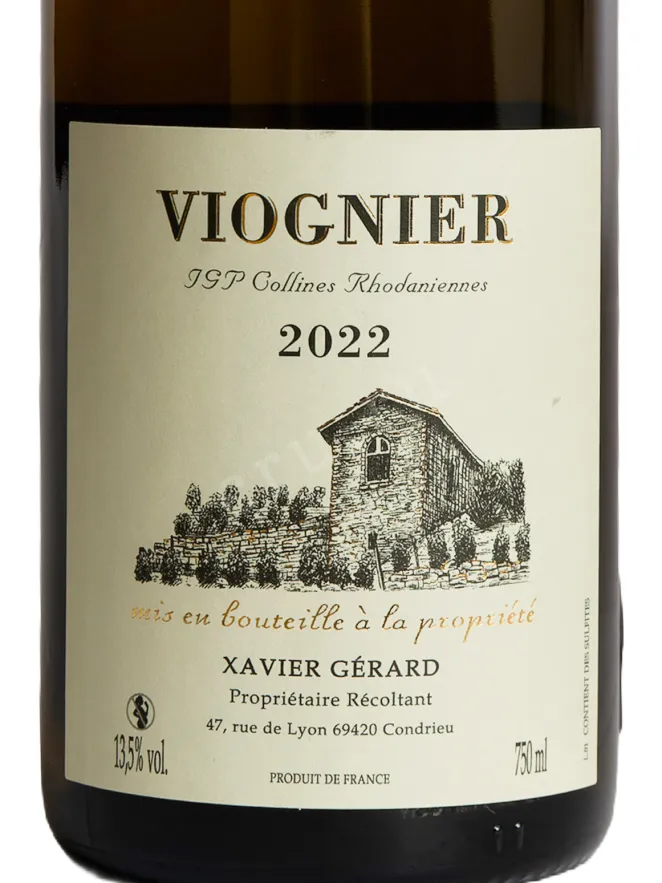Этикетка Xavier Gerard Viognier Collines Rhodaniennes IGP 2022 0.75 л