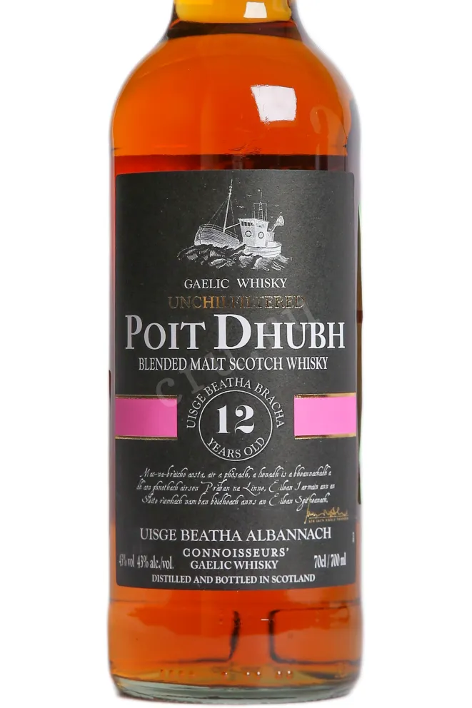 Этикетка Poit Dhubh 12 years in tube 0.7 л