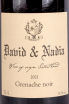 Вино David & Nadia Grenache Noir 2021 0.75 л