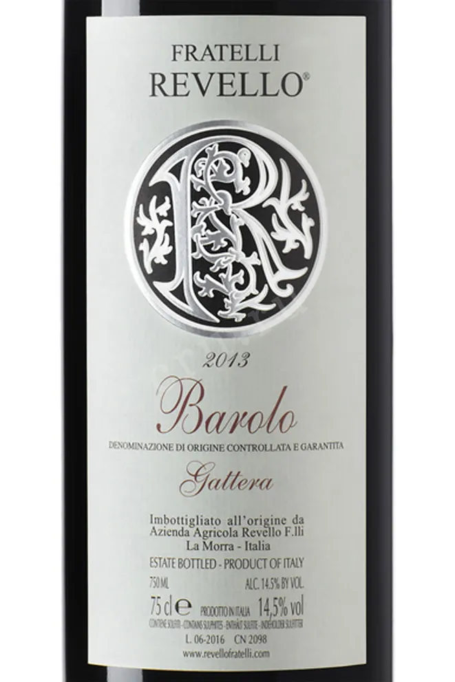 Этикетка Fratelli Revello Barolo Vigna Gattera 2009 0.75 л