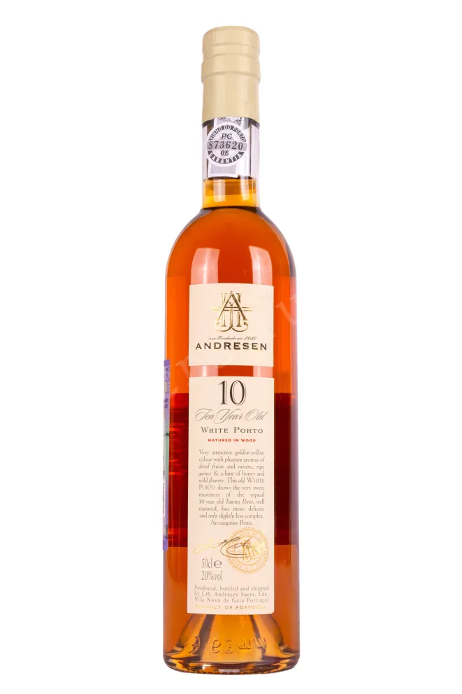 Этикетка Andresen White Porto 10 years in tube 2010 0.5 л