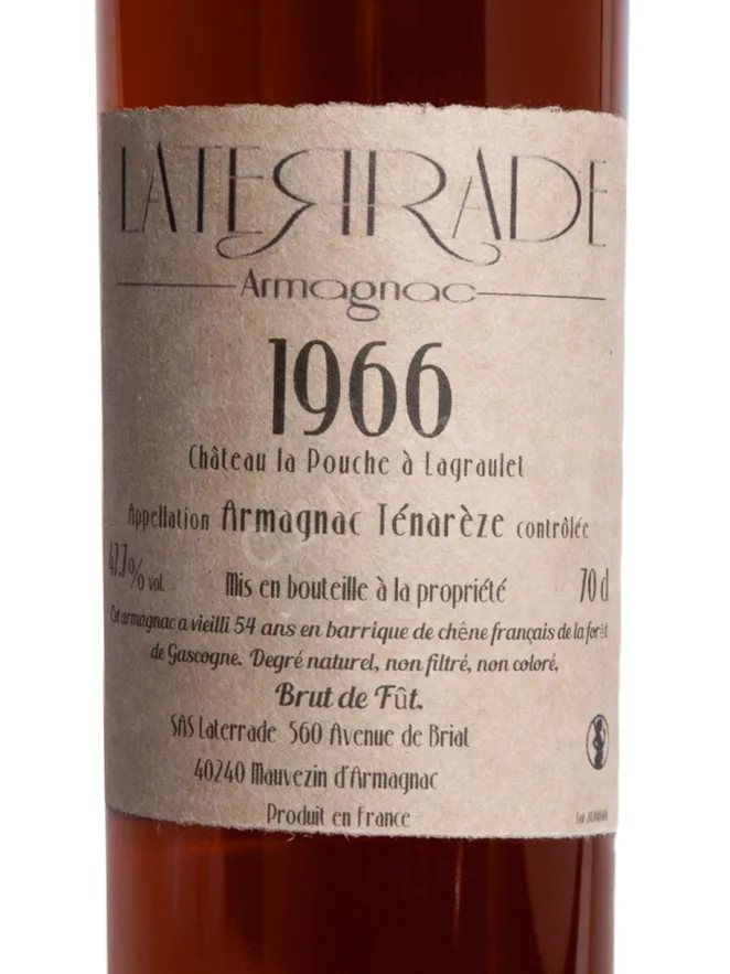 Этикетка Laterrade Chateau de La Pouche Armagnac Tenareze 1981 0.7 л
