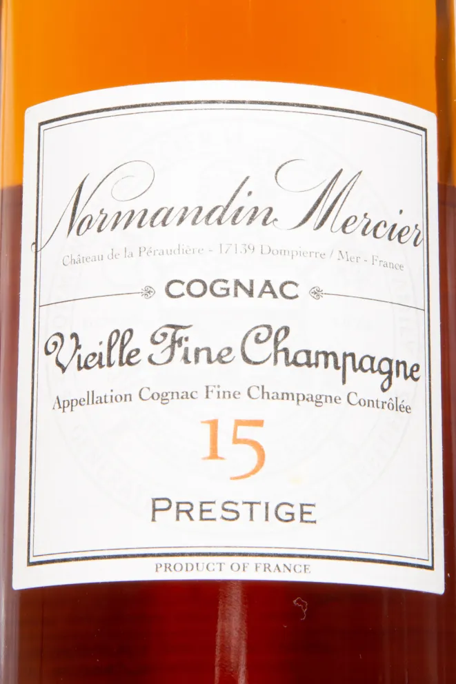 Этикетка Normandin-Mercier Prestige Vielle Fine Champagne in gift box with 2 glasses 2015 0.7 л