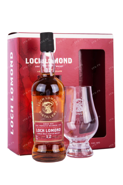 Виски Loch Lomond Single Malt 12 years with glass  0.2 л