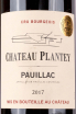 Этикетка Chateau Plantey Pauillac Cru Bourgeois 2017 0.75 л