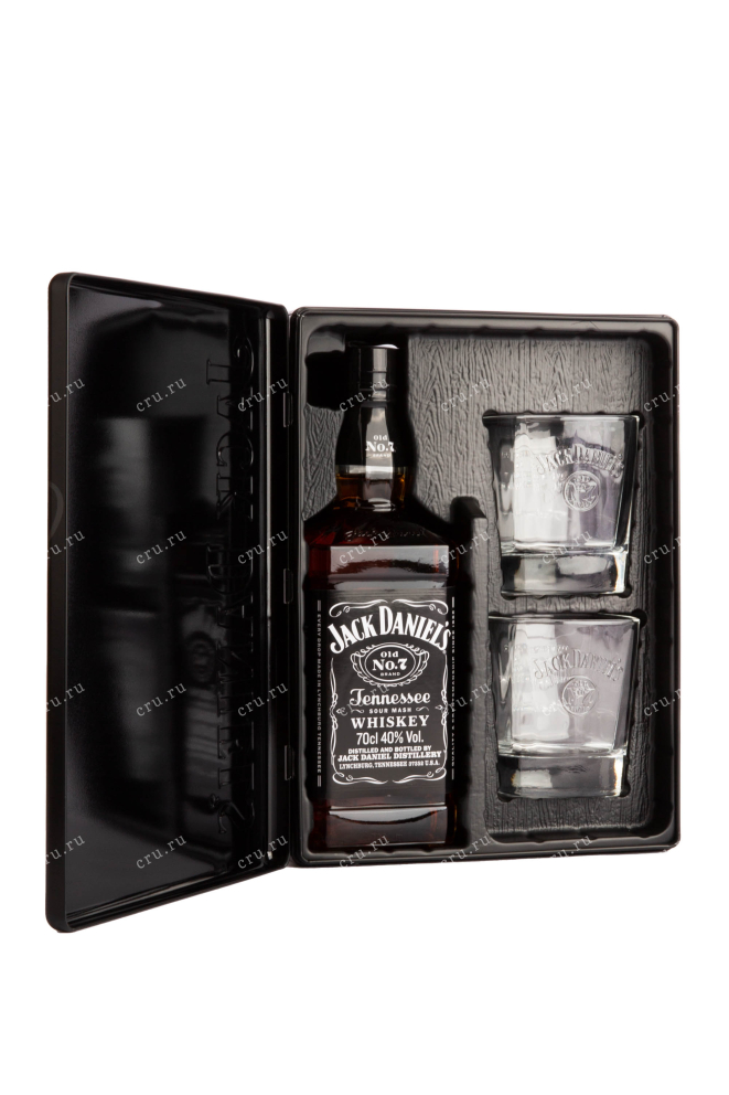 Виски Jack Daniels gift metal box with 2 glasses  0.7 л