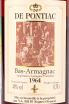 Этикетка Bas-Armagnac De Pontiac wooden box 1964 0.7 л