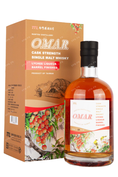Виски Omar Cask Strength Single Malt Lychee Liqueur Barrel Finish in gift box  0.7 л