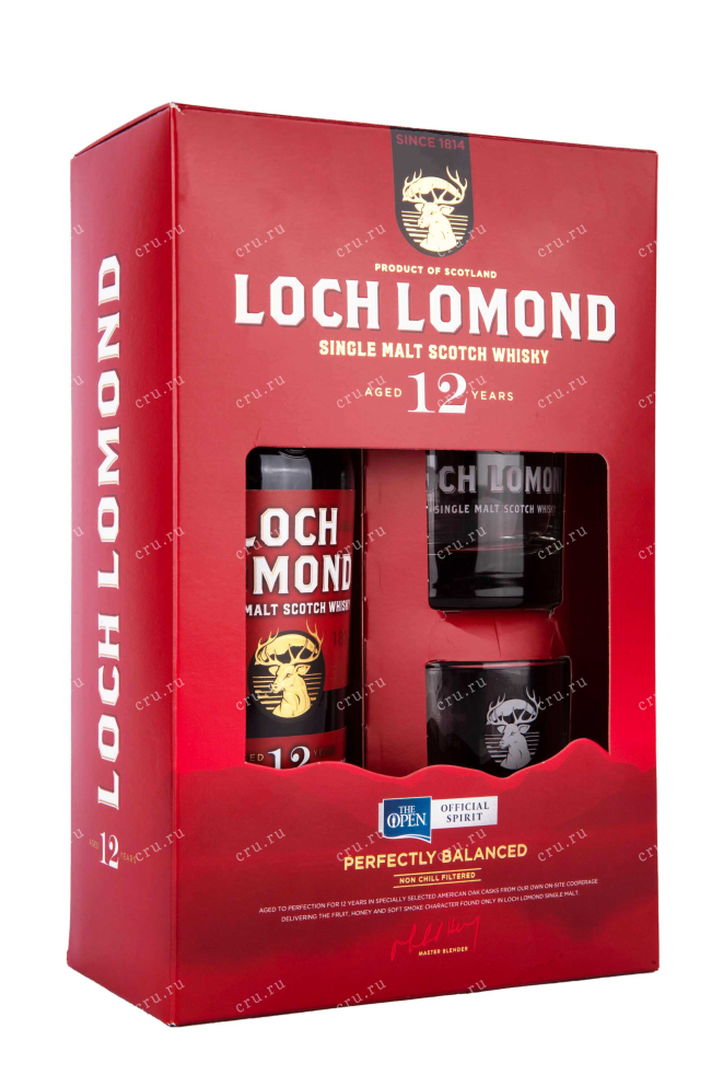Набор с бокалами Loch Lomond Single Malt 12 years in gift box + 2 glasses 0.7 л