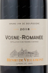 Этикетка вина Henri de Villamont Vosne-Romanee AOC 2018 0.75 л