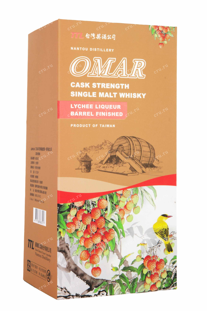 Подарочная коробка Omar Cask Strength Single Malt Lychee Liqueur Barrel Finish in gift box 0.7 л