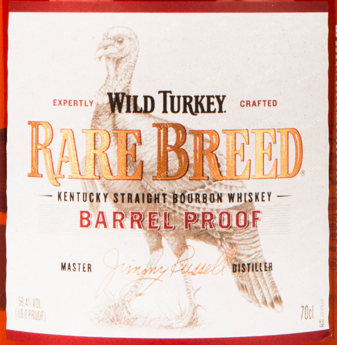 Этикетка виски Wild Turkey Rare Breed in tube 0.7