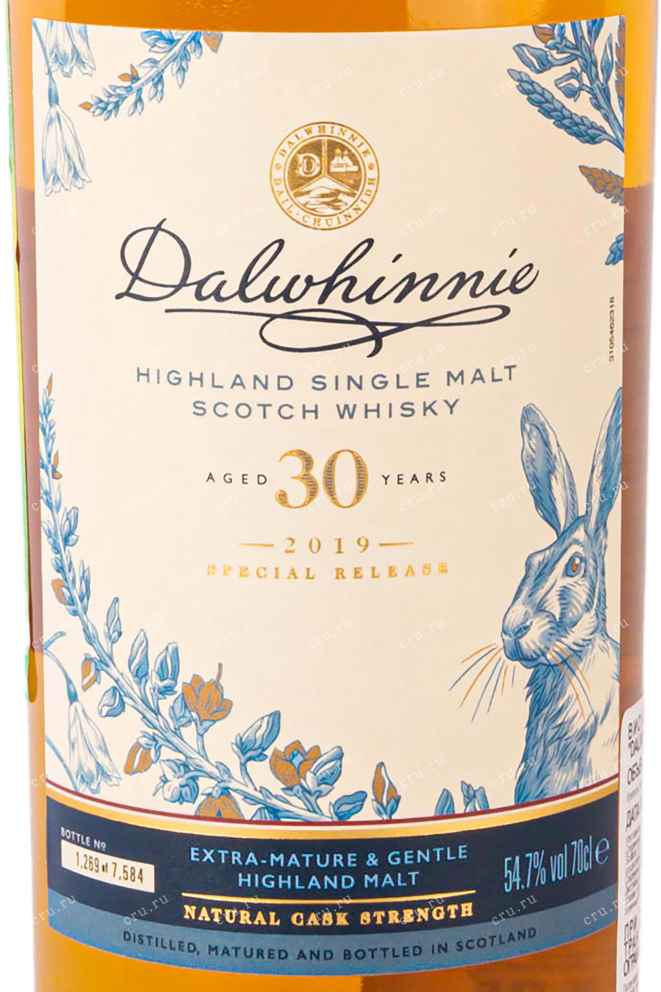 Этикетка Dalwhinnie Special Release 30 years in tube 0.7 л